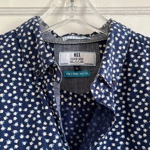 MBX Premium Goods - Cotton Floral Dress Shirt, Navy - Menβs Large EUC